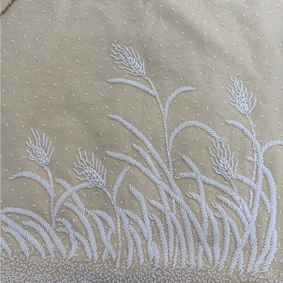 Vintage Hand Beaded Angora Lambswool Cardigan Sweater Cream Size 40/Medium - Picture 7 of 15